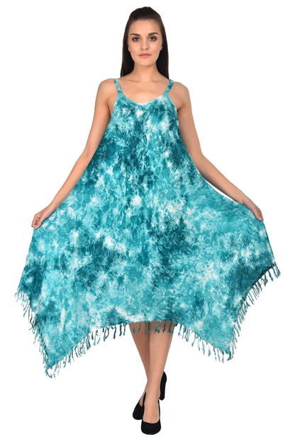 V-Neck Tie Dye dress w/ Fringes 19278