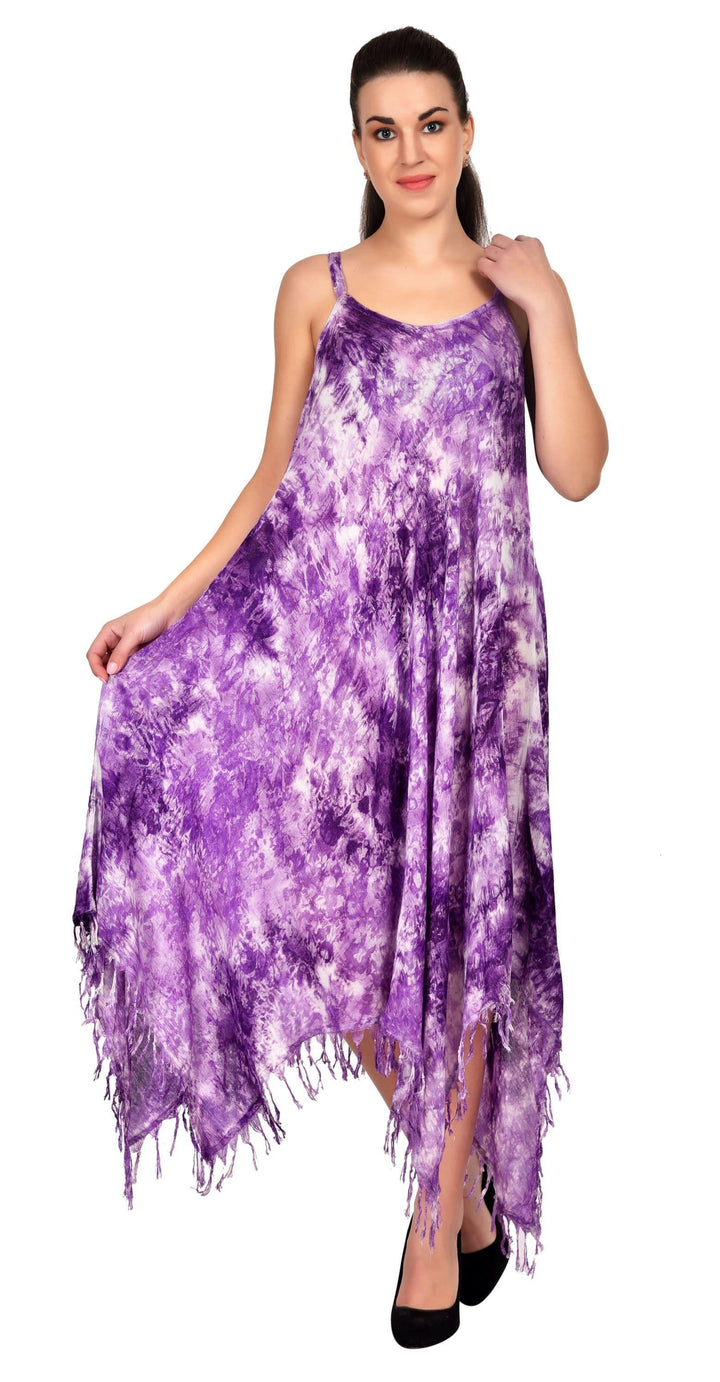 V-Neck Tie Dye dress w/ Fringes 19278