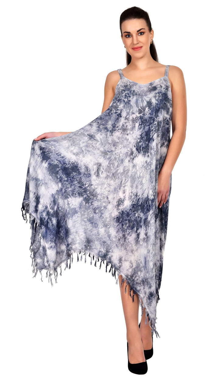 V-Neck Tie Dye dress w/ Fringes 19278