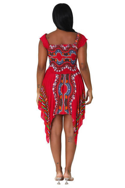 Tropical Dashiki Print Off Shoulder Dress TH356