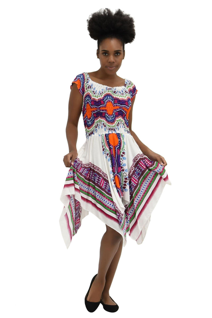 Tropical Dashiki Print Off Shoulder Dress TH356