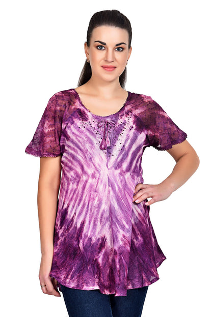 Waikiki Tie Dye Cap Sleeve Blouse 19215