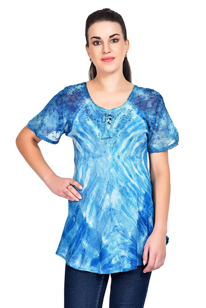 Waikiki Tie Dye Cap Sleeve Blouse 19215