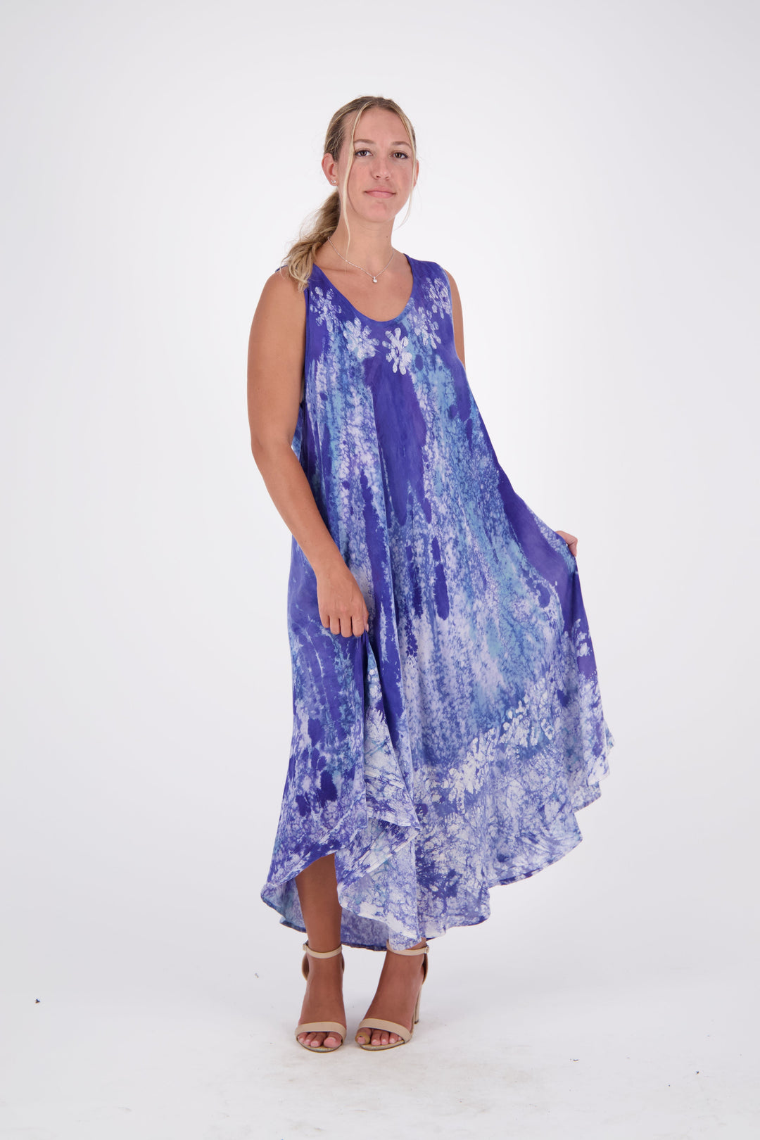 Washed Sleeveless Tie Dye Umbrella Dress 17806