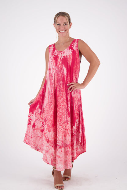 Washed Sleeveless Tie Dye Umbrella Dress 17806