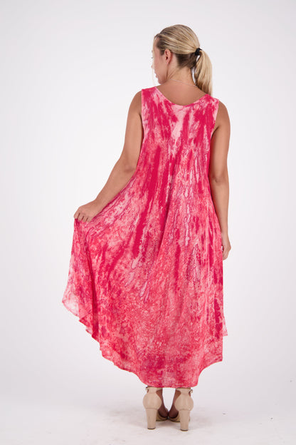 Washed Sleeveless Tie Dye Umbrella Dress 17806