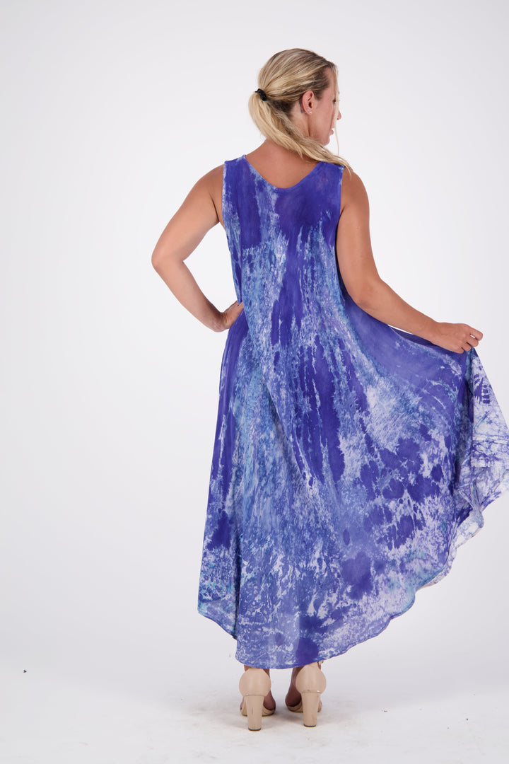 Washed Sleeveless Tie Dye Umbrella Dress 17806