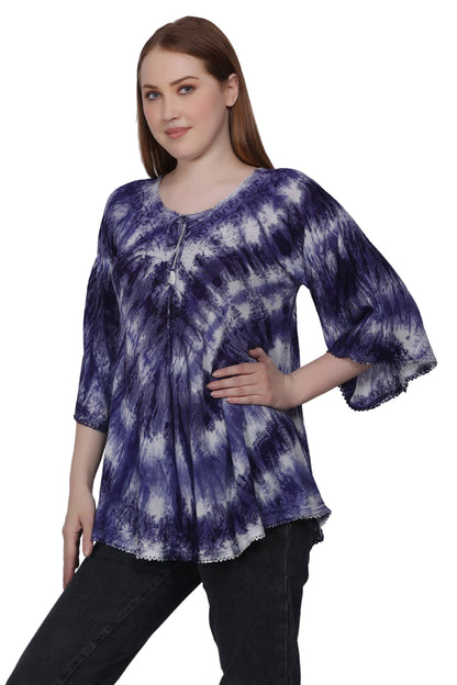 3/4 Sleeve Tie Dye Blouse T-3214LS