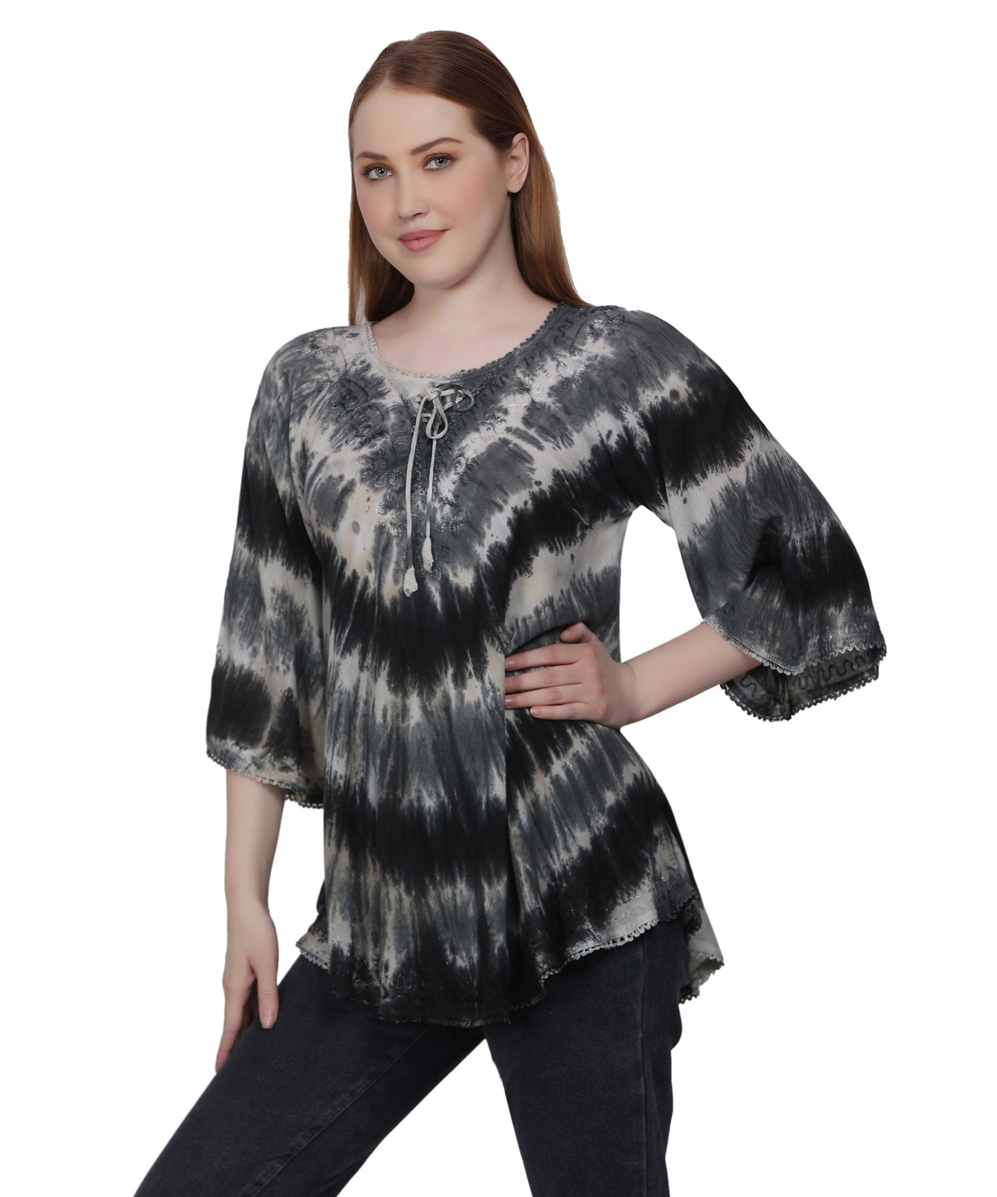 3/4 Sleeve Tie Dye Blouse T-3214LS