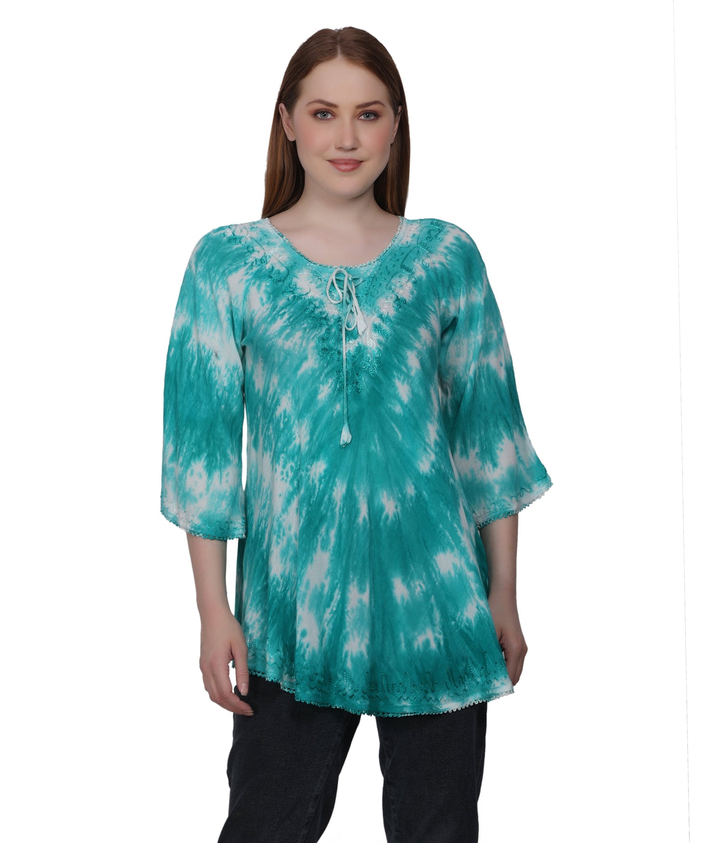 3/4 Sleeve Tie Dye Blouse T-3214LS