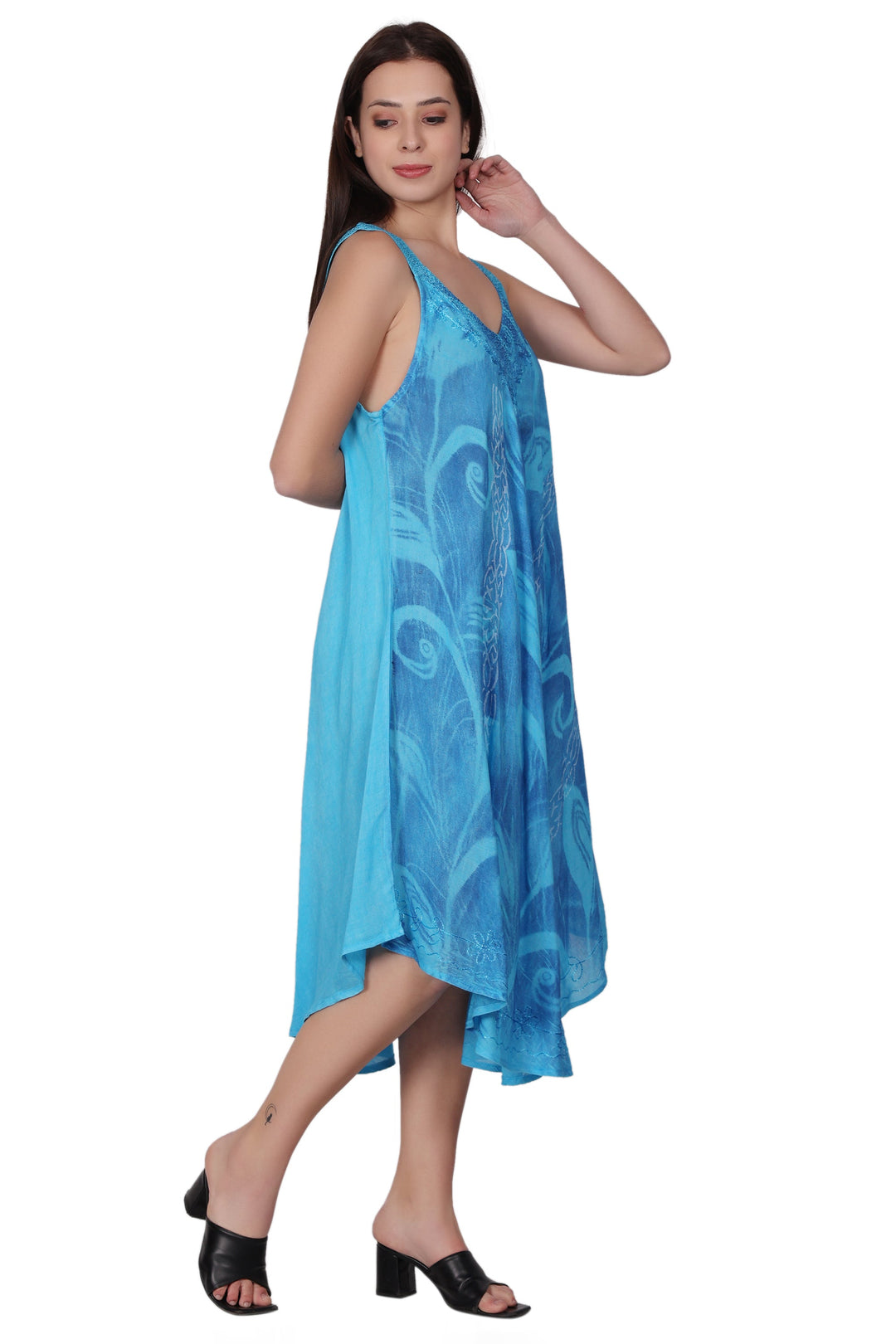 V-Neck Floral Tie Dye Beach Dress 482154-V