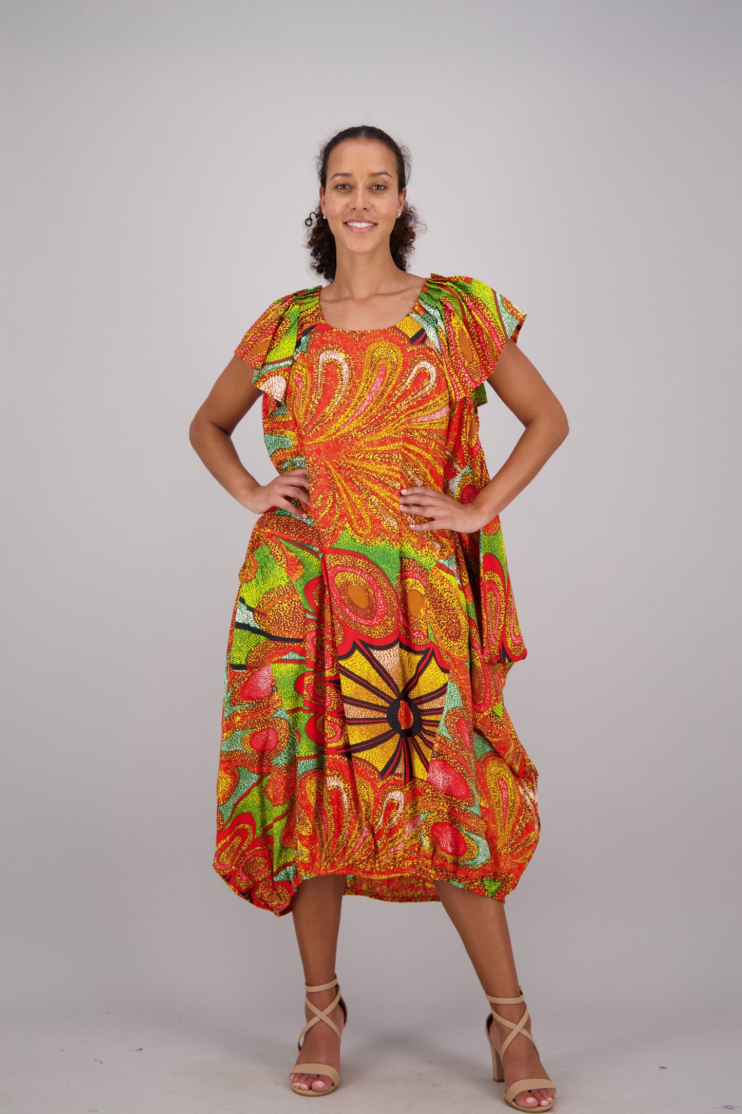 Sunburst Orange & Green Versa Dress AD-25035-501