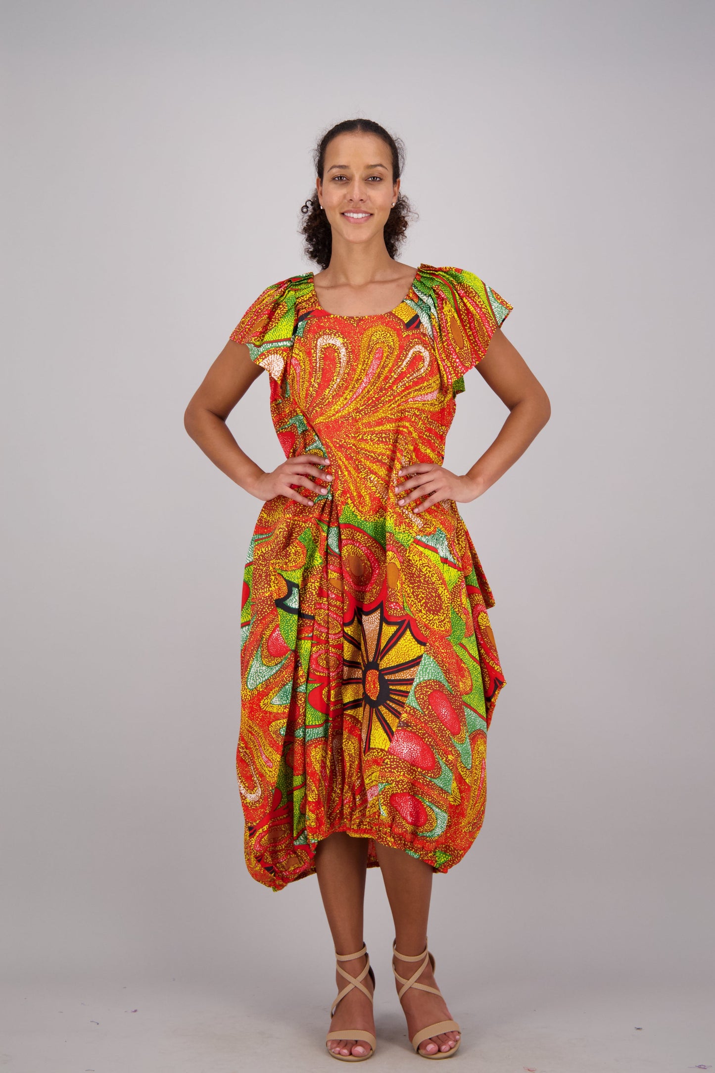 Sunburst Orange & Green Versa Dress AD-25035-501