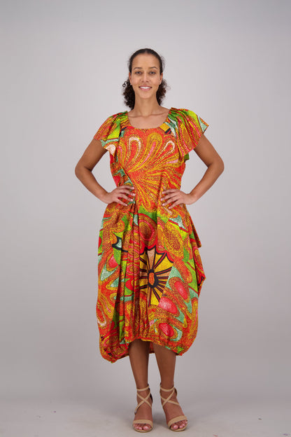 Sunburst Orange & Green Versa Dress AD-25035-501