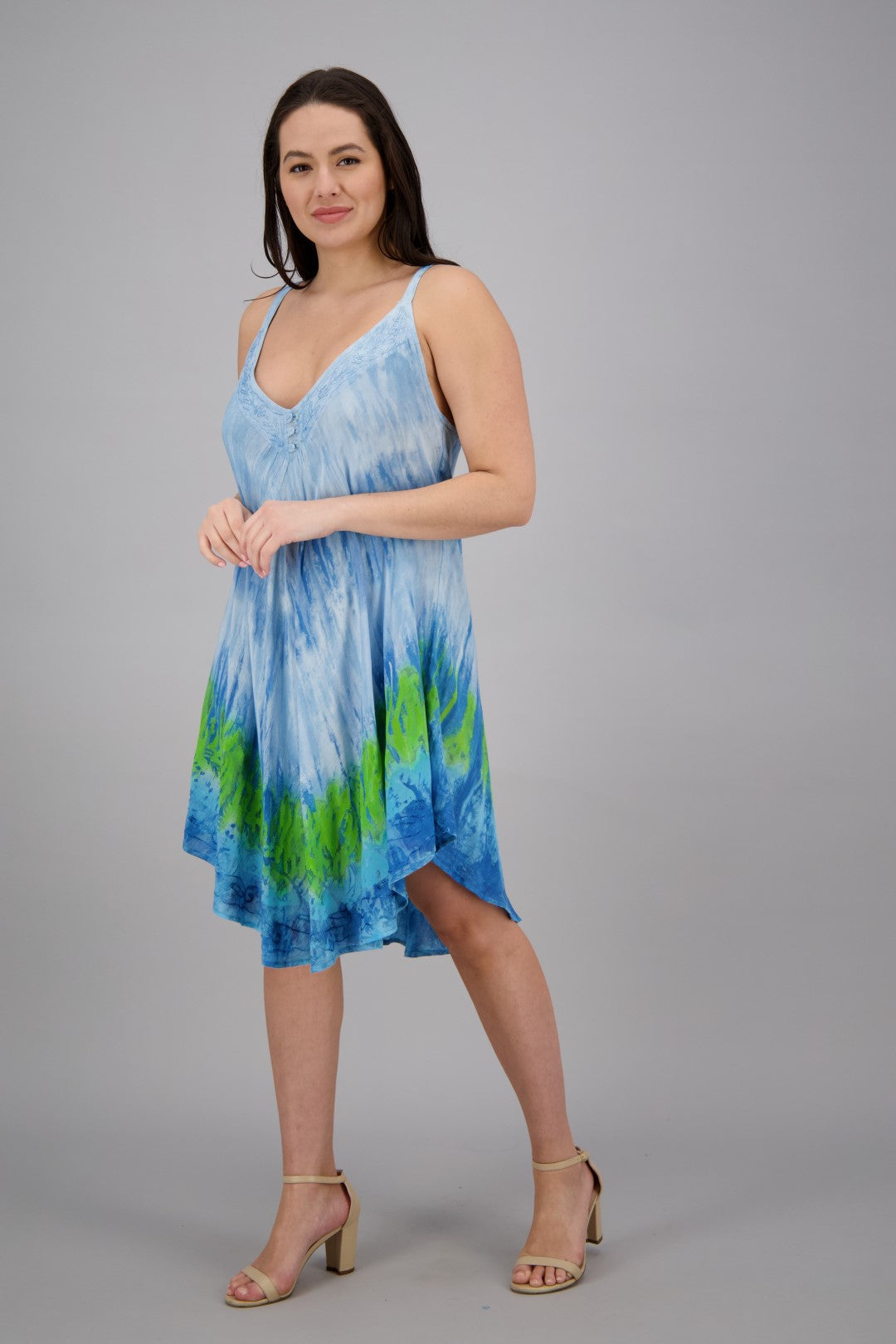 Adjustable Strap Tie Dye V-Neck Dress 402217V