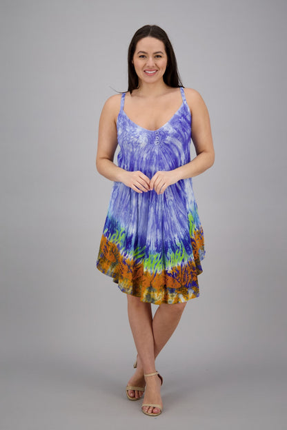 Adjustable Strap Tie Dye V-Neck Dress 402217V