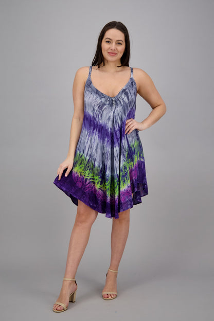 Adjustable Strap Tie Dye V-Neck Dress 402217V