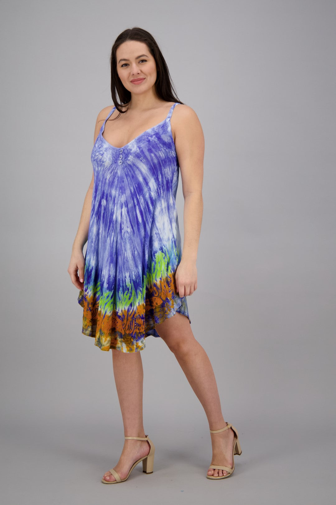 Adjustable Strap Tie Dye V-Neck Dress 402217V