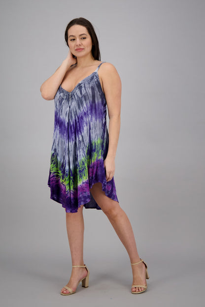 Adjustable Strap Tie Dye V-Neck Dress 402217V