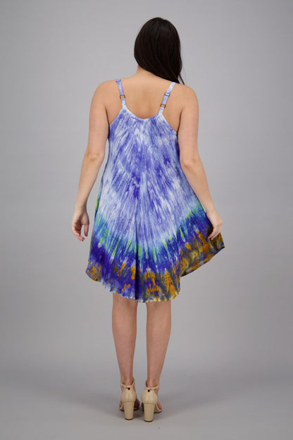 Adjustable Strap Tie Dye V-Neck Dress 402217V