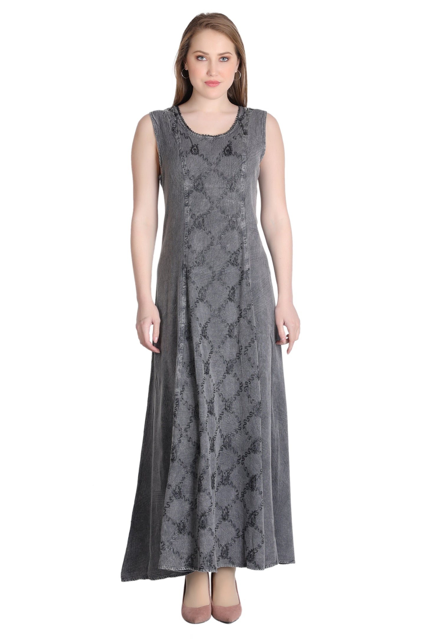 ADL-30328 Sleeveless Acid Wash Dress ADL-30328