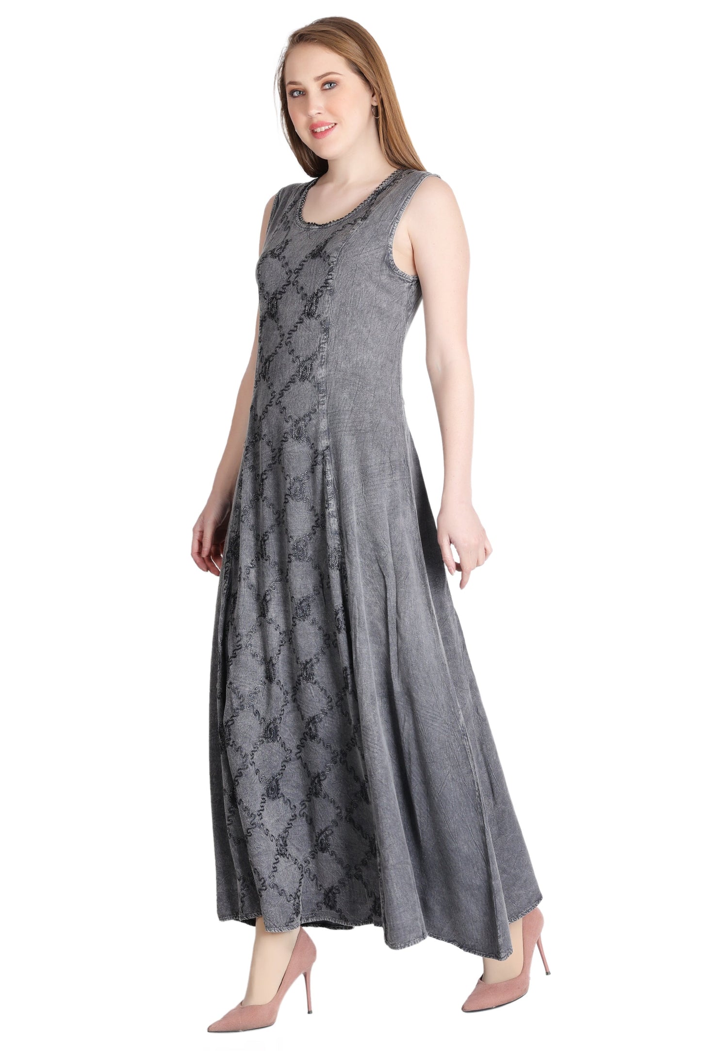 ADL-30328 Sleeveless Acid Wash Dress ADL-30328