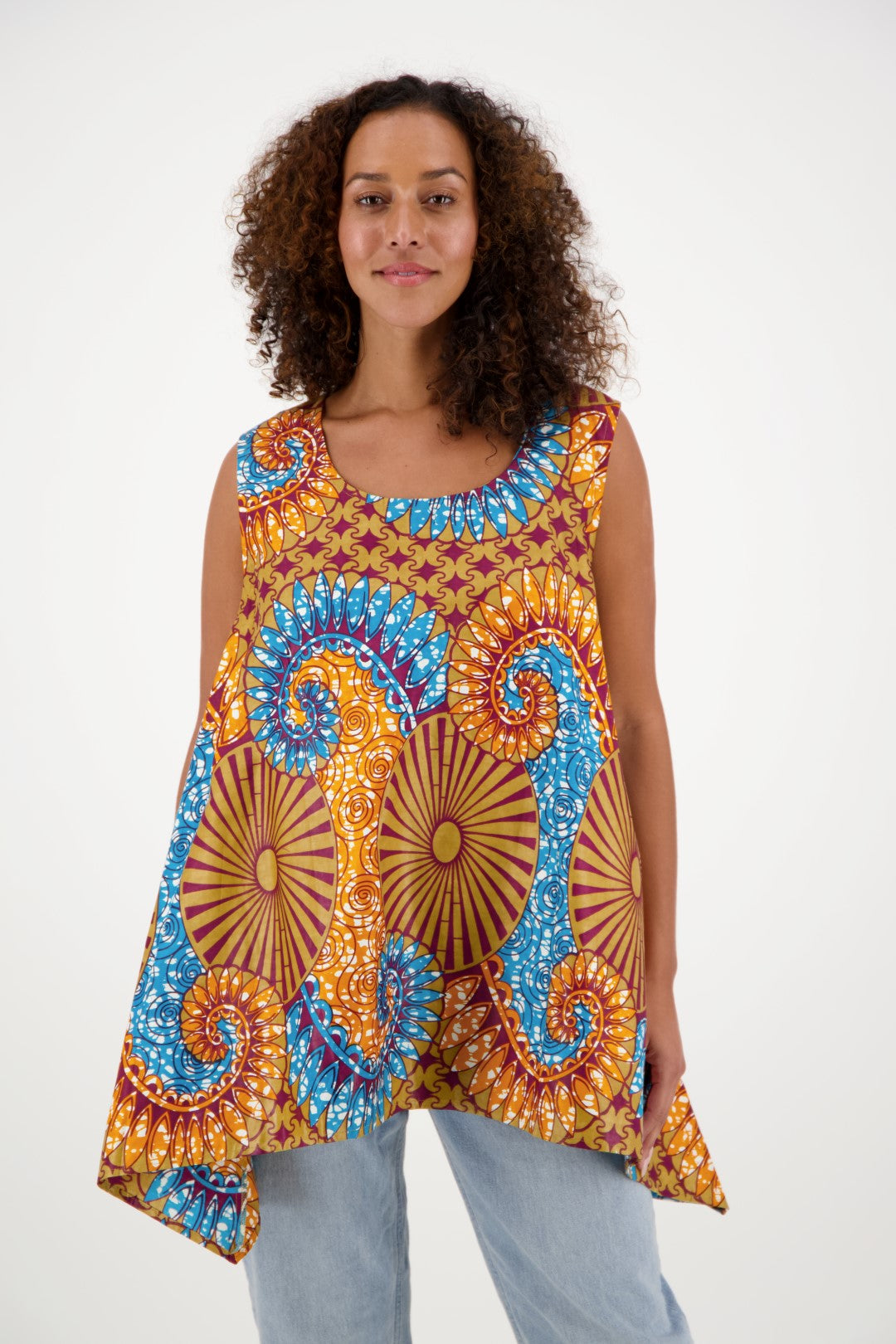 African Print A-Line Sleeveless Blouse 2164