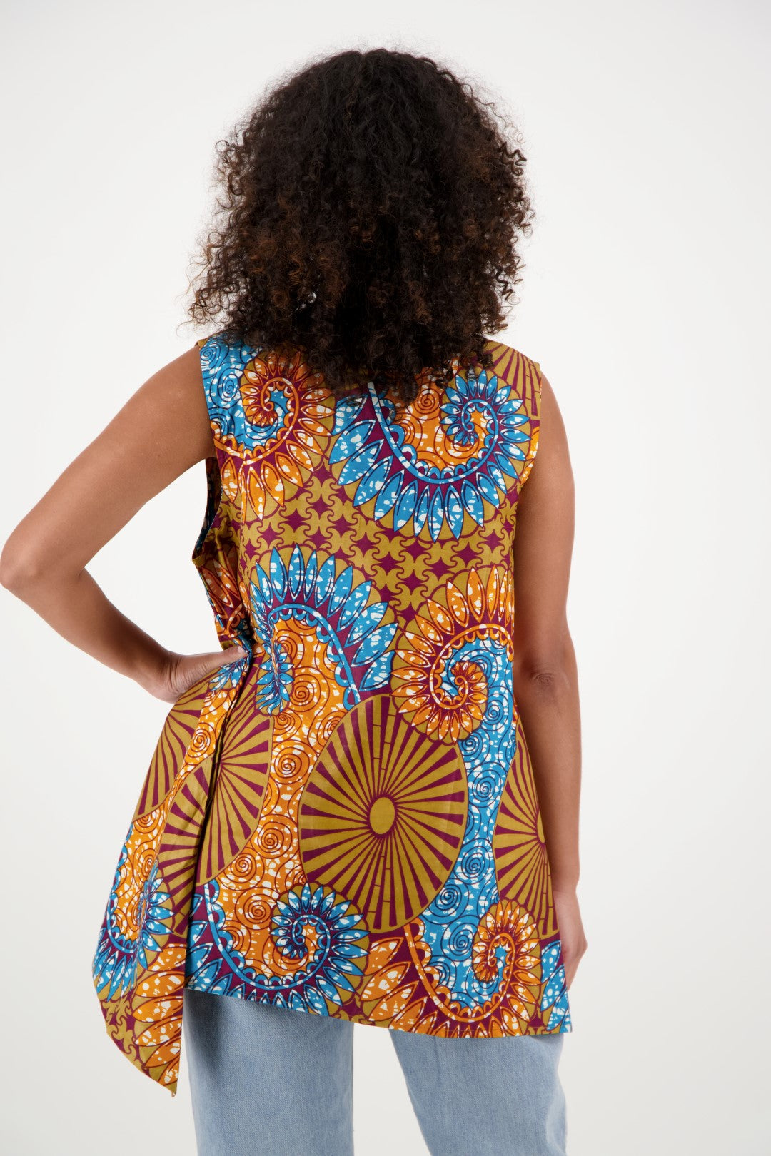 African Print A-Line Sleeveless Blouse 2164