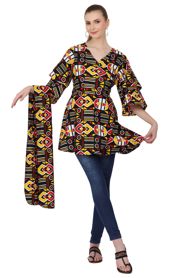 African Print Wrap Blouse 2680