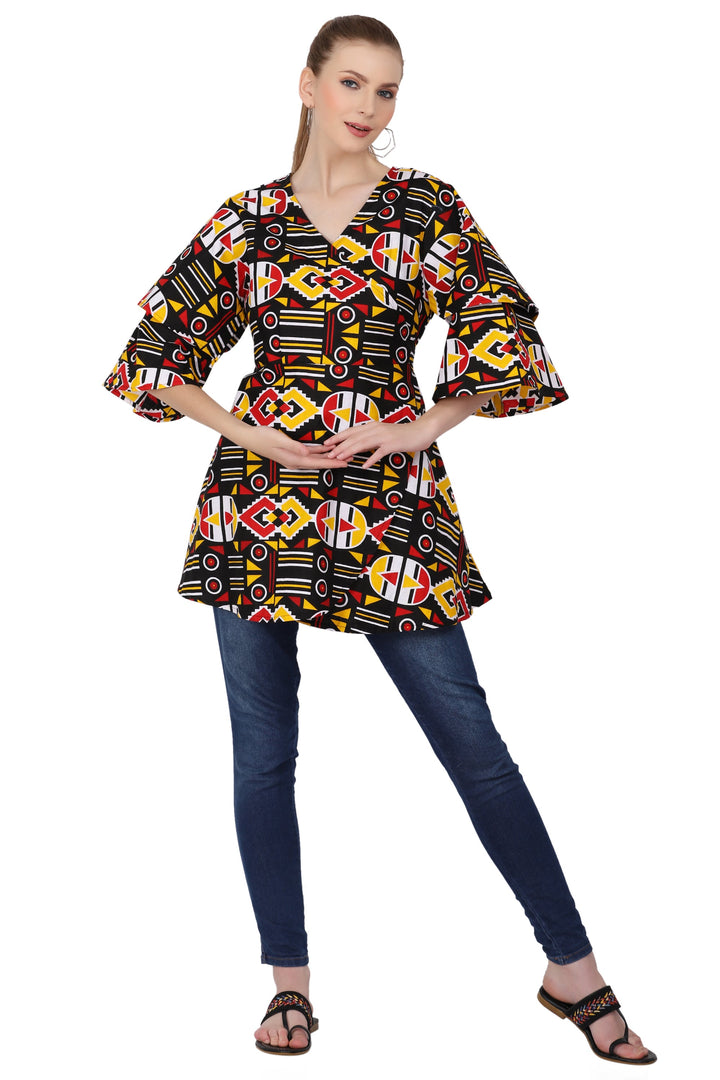 African Print Wrap Blouse 2680