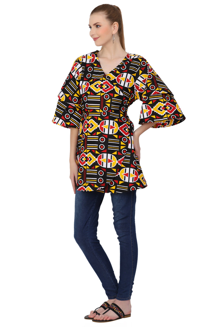 African Print Wrap Blouse 2680