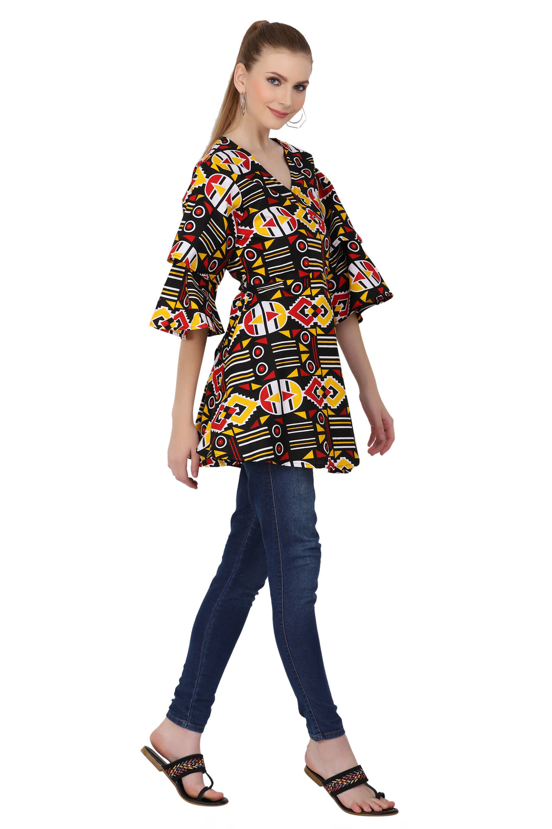 African Print Wrap Blouse 2680