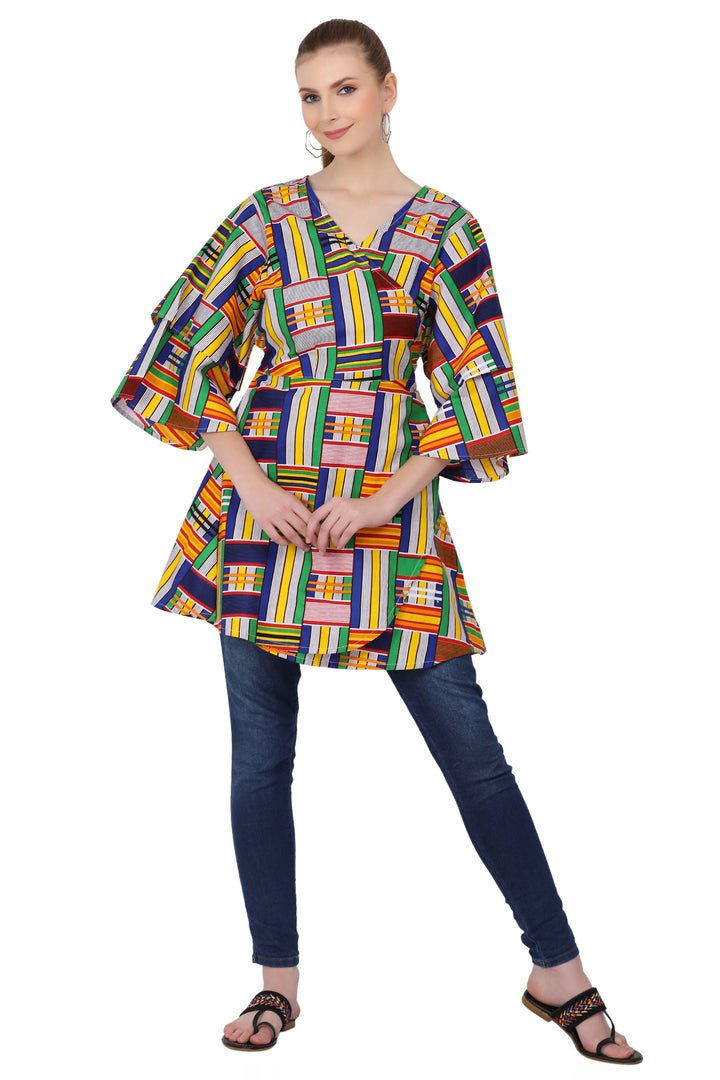 African Print Wrap Blouse 2680