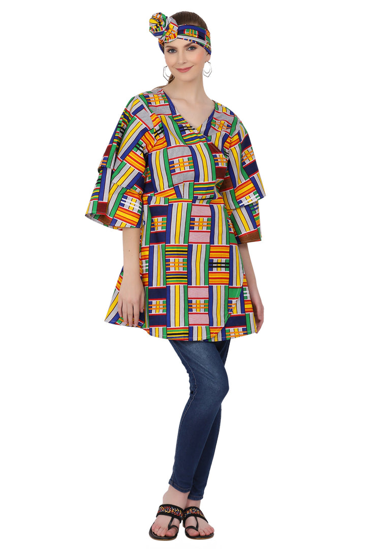 African Print Wrap Blouse 2680