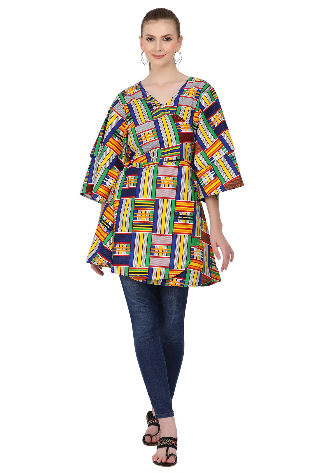 African Print Wrap Blouse 2680