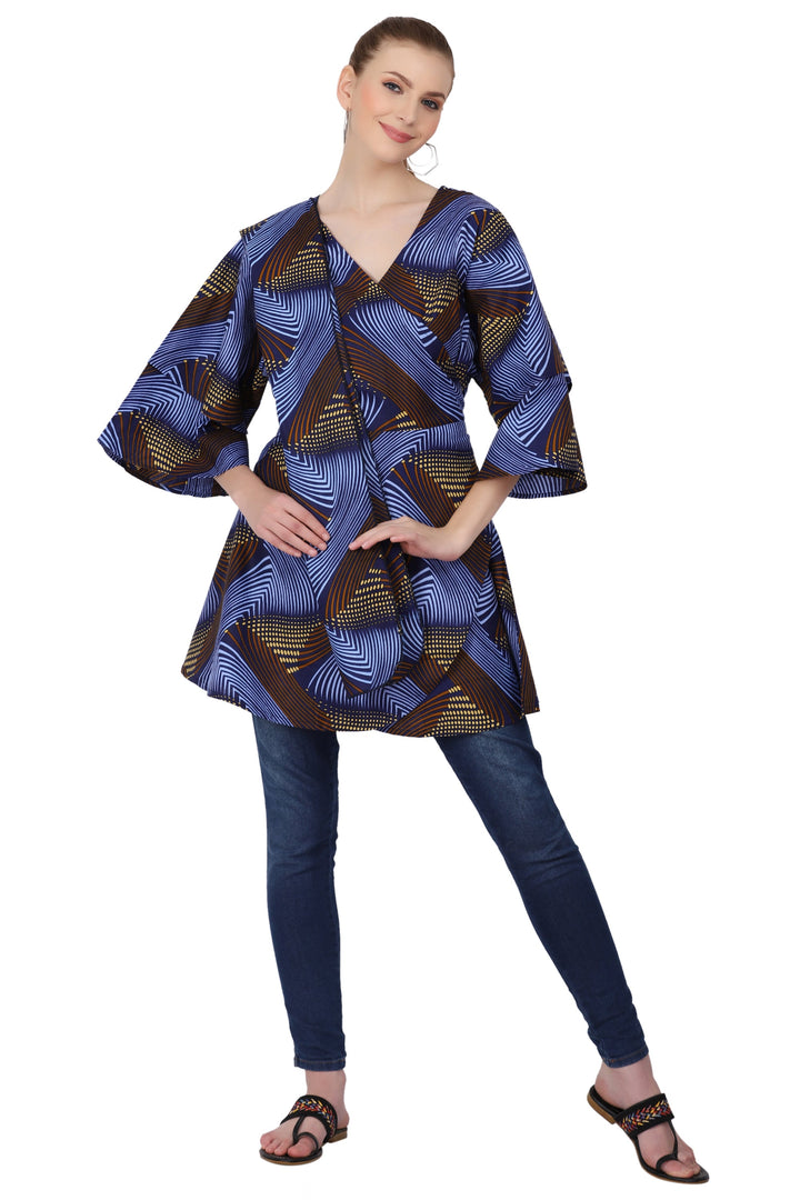 African Print Wrap Blouse 2680