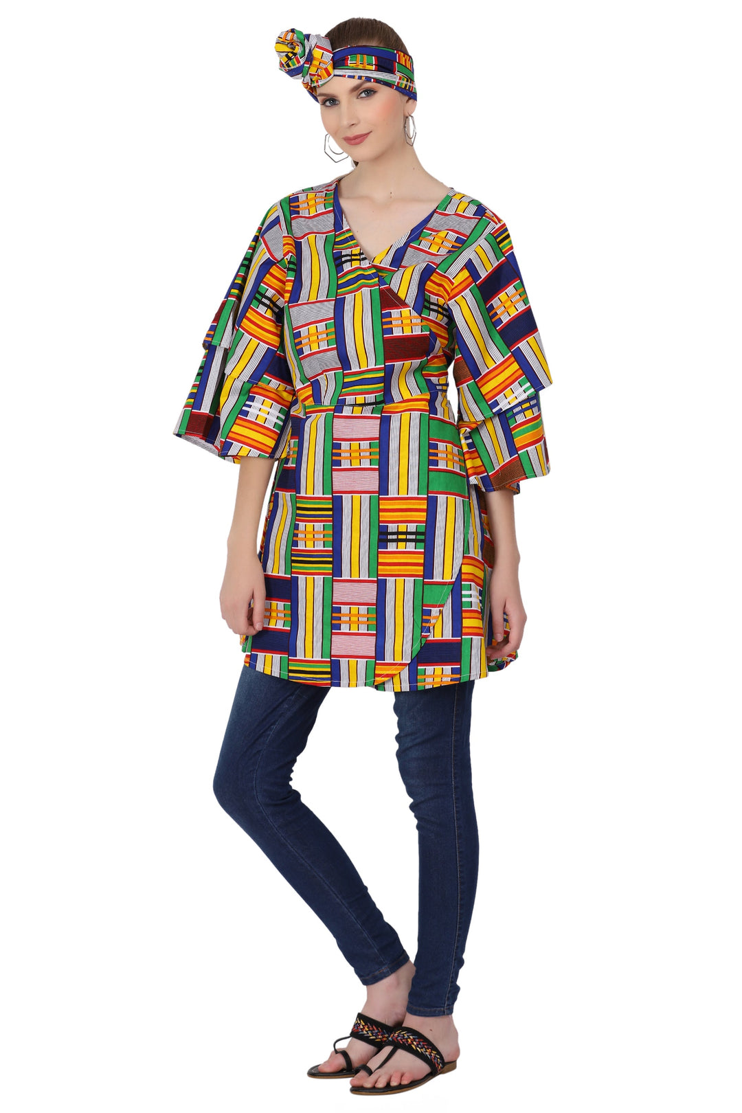 African Print Wrap Blouse 2680