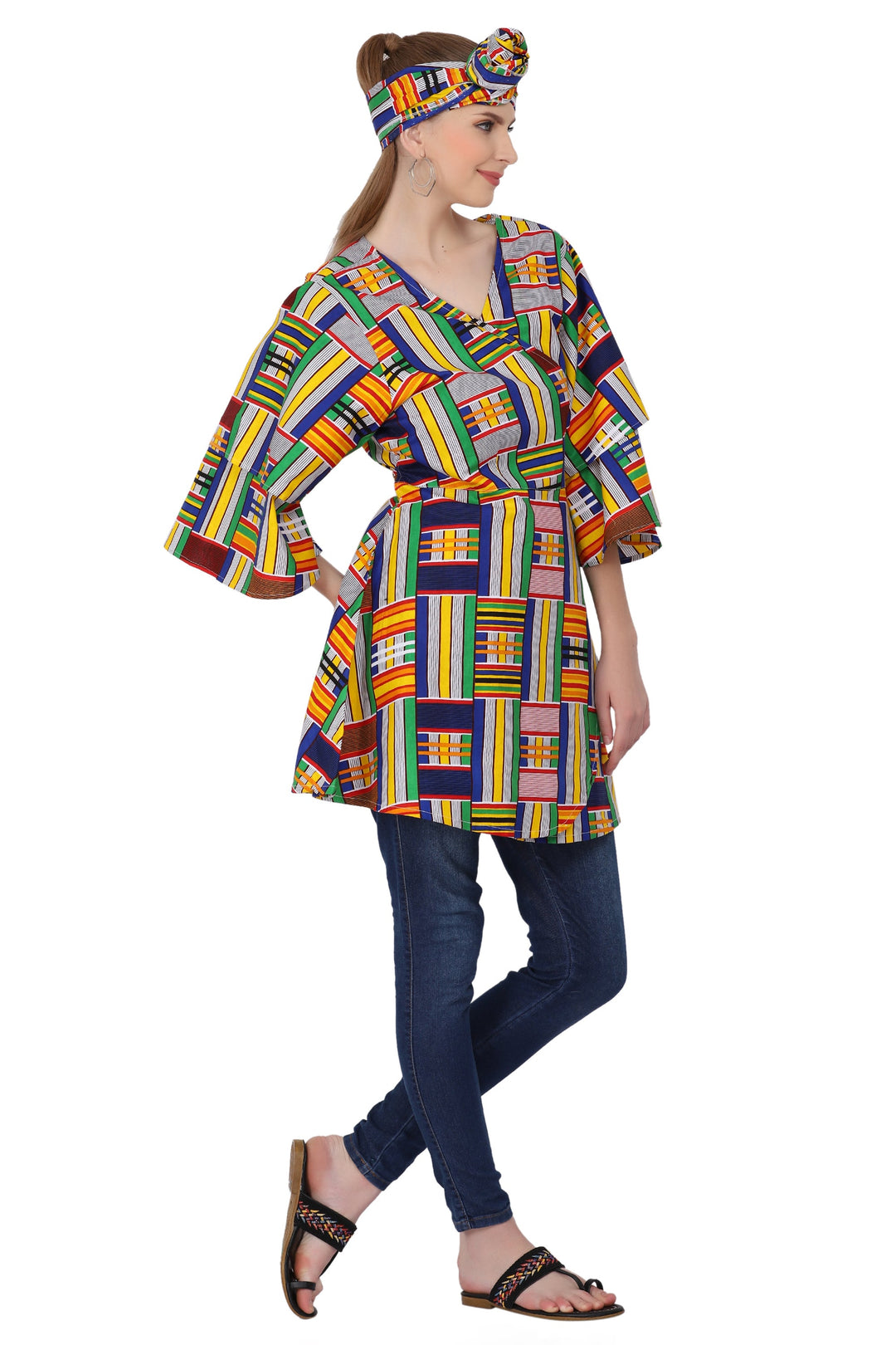 African Print Wrap Blouse 2680