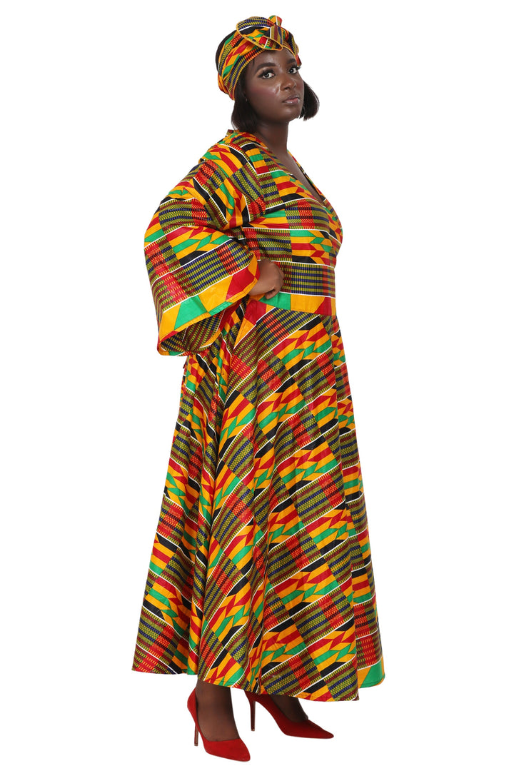 Ankara Print Wrap Dress 1616