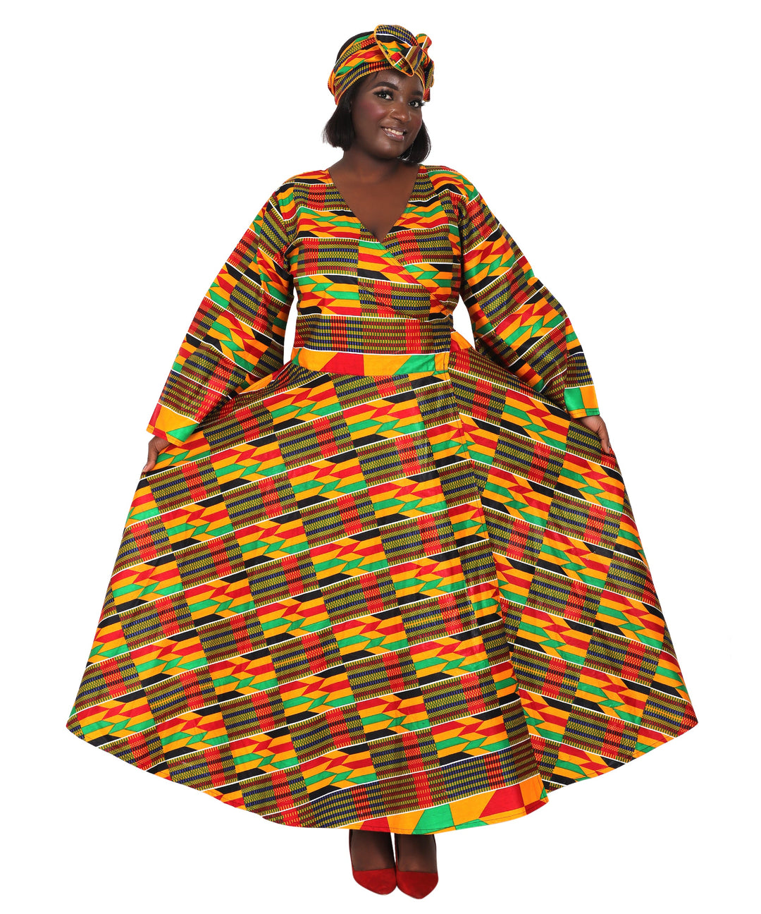 Ankara Print Wrap Dress 1616