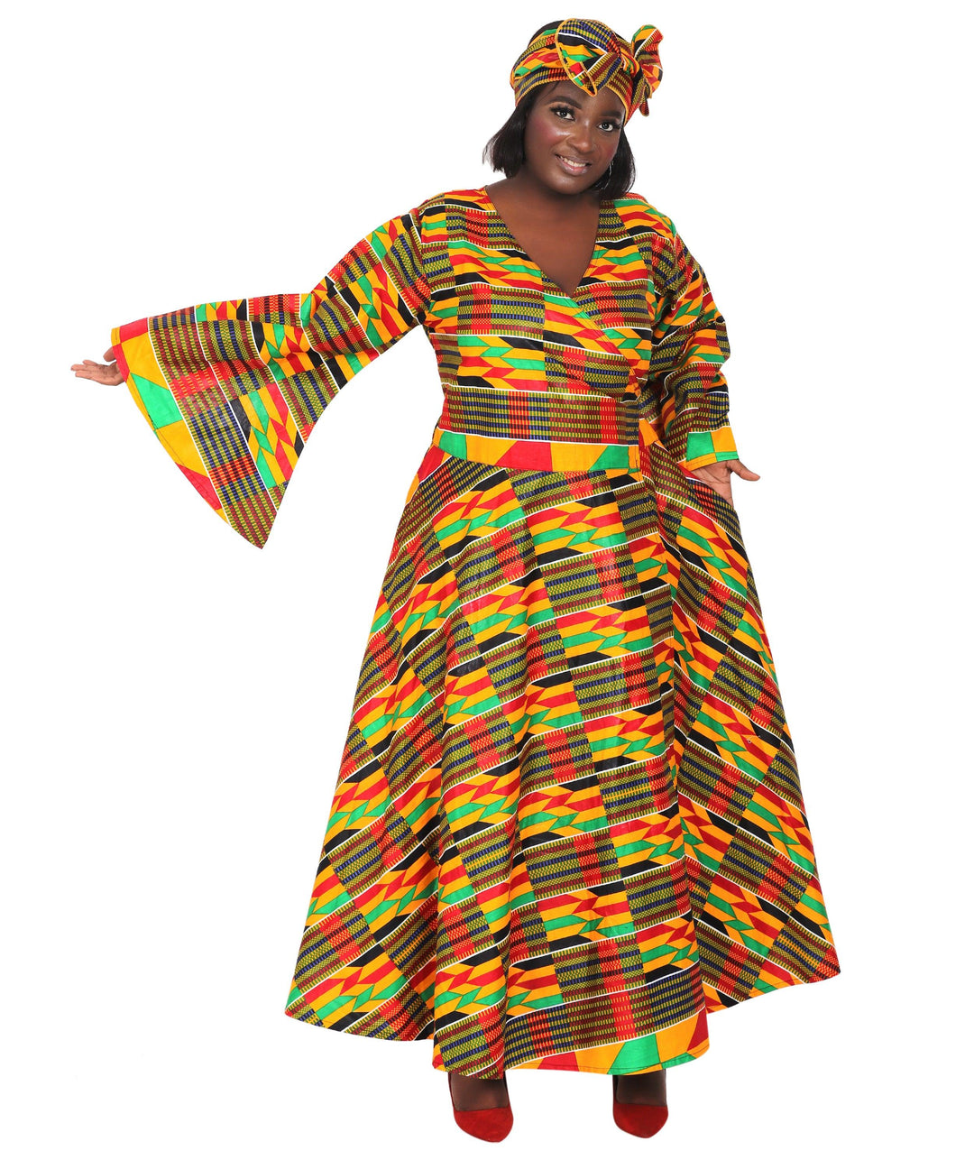 Ankara Print Wrap Dress 1616