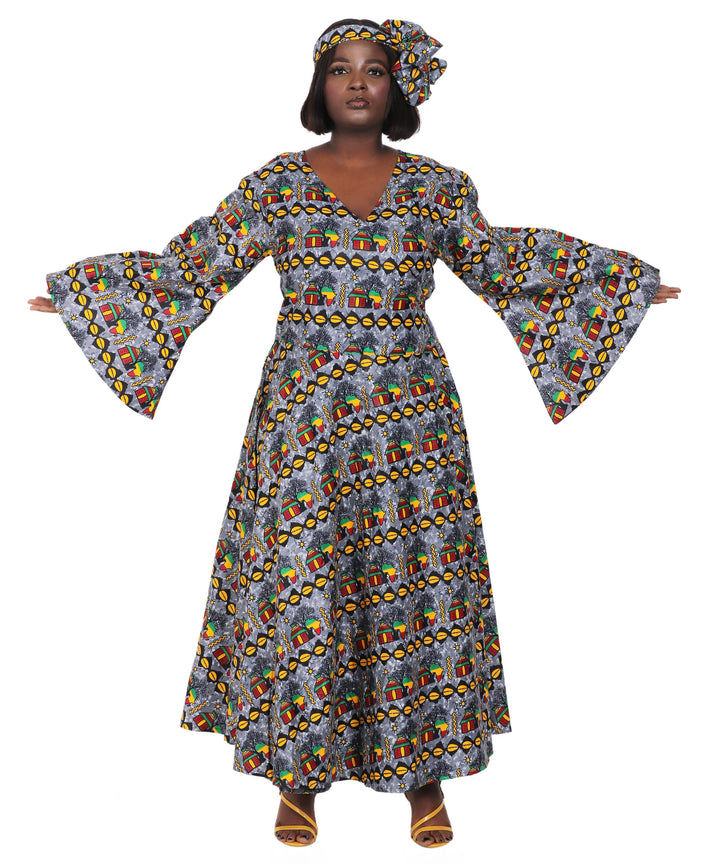 Ankara Print Wrap Dress 1616