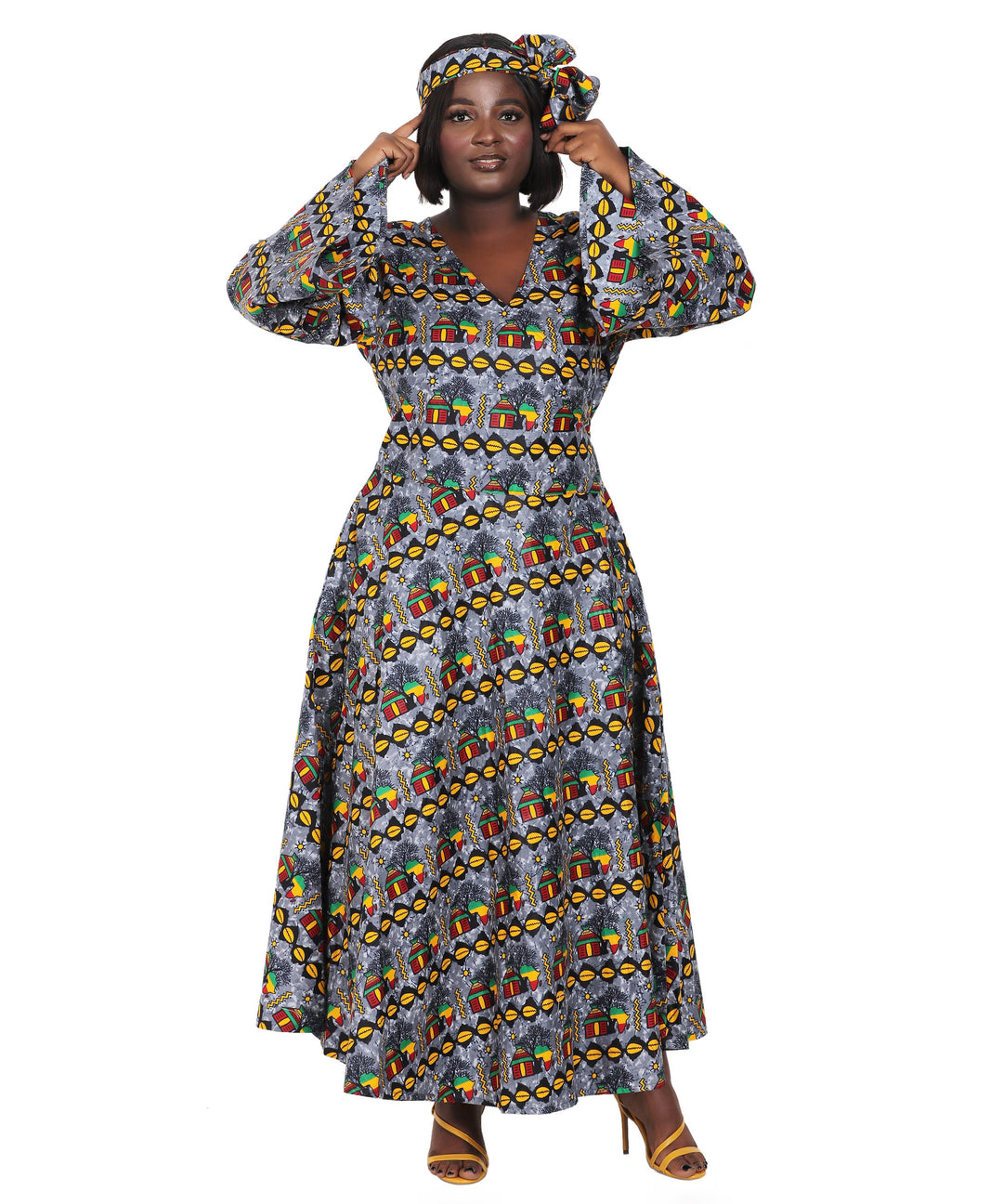 Ankara Print Wrap Dress 1616