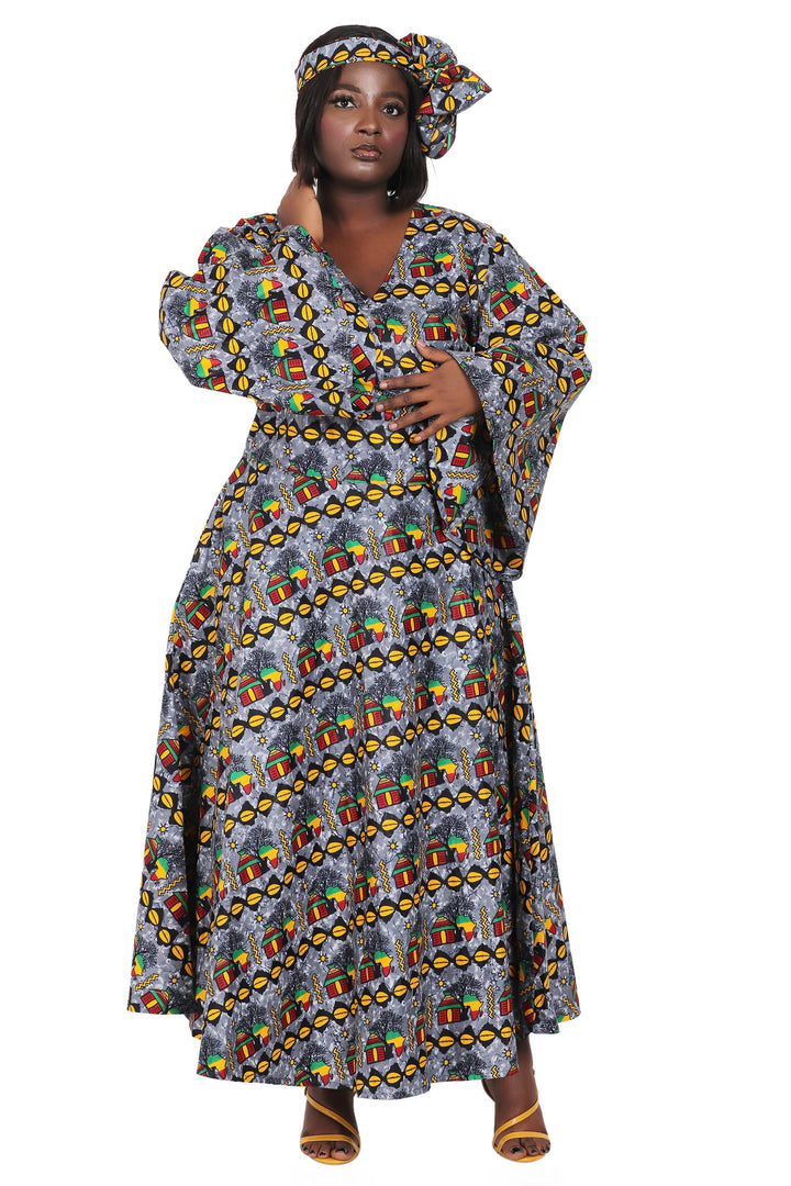 Ankara Print Wrap Dress 1616