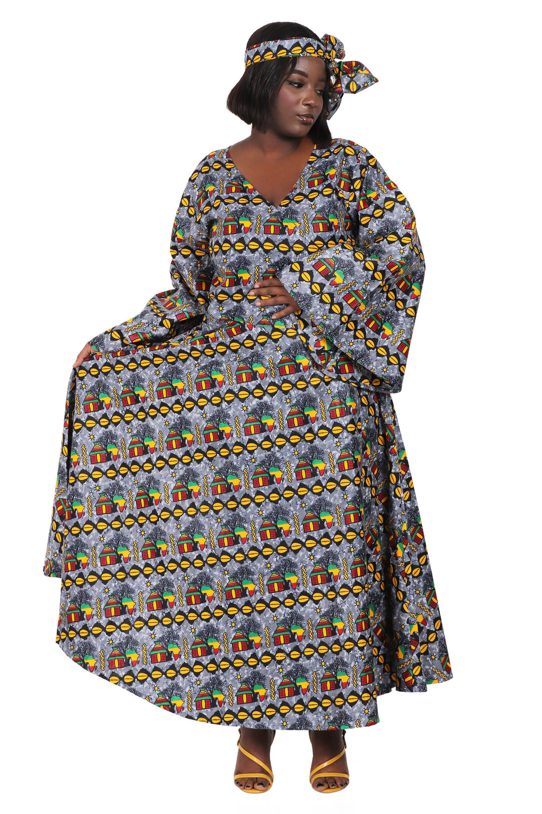 Ankara Print Wrap Dress 1616