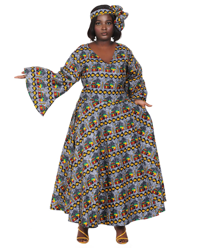 Ankara Print Wrap Dress 1616