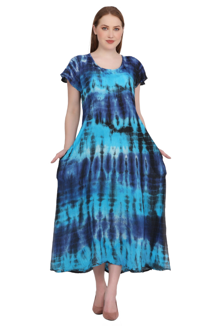 Back Tie Cap Sleeve Tie Dye Dress 522118