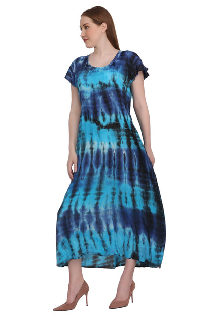 Back Tie Cap Sleeve Tie Dye Dress 522118