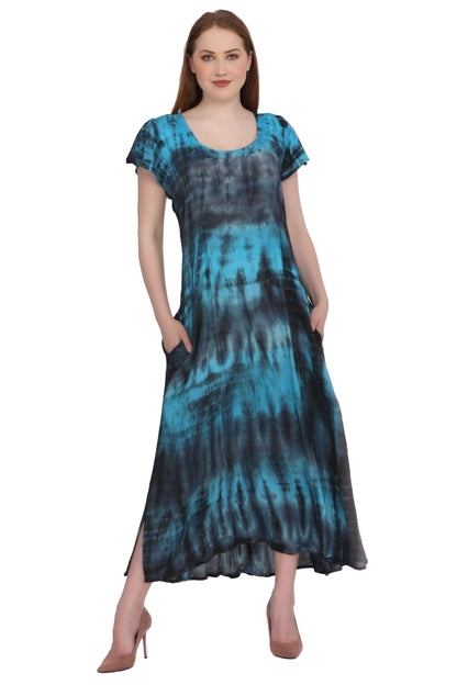 Back Tie Cap Sleeve Tie Dye Dress 522118