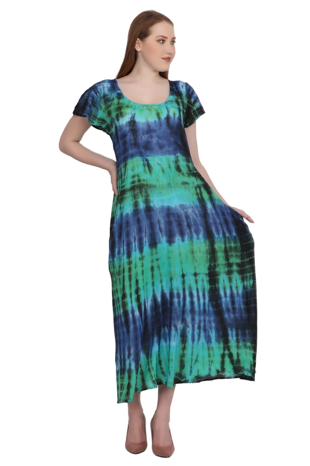 Back Tie Cap Sleeve Tie Dye Dress 522118